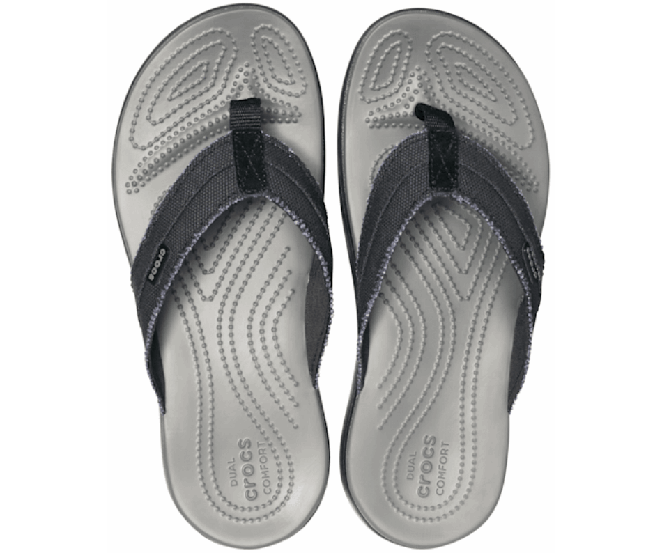 Crocs Santa Cruz Canvas Flip Da Uomo Nero-grigio Ardesia