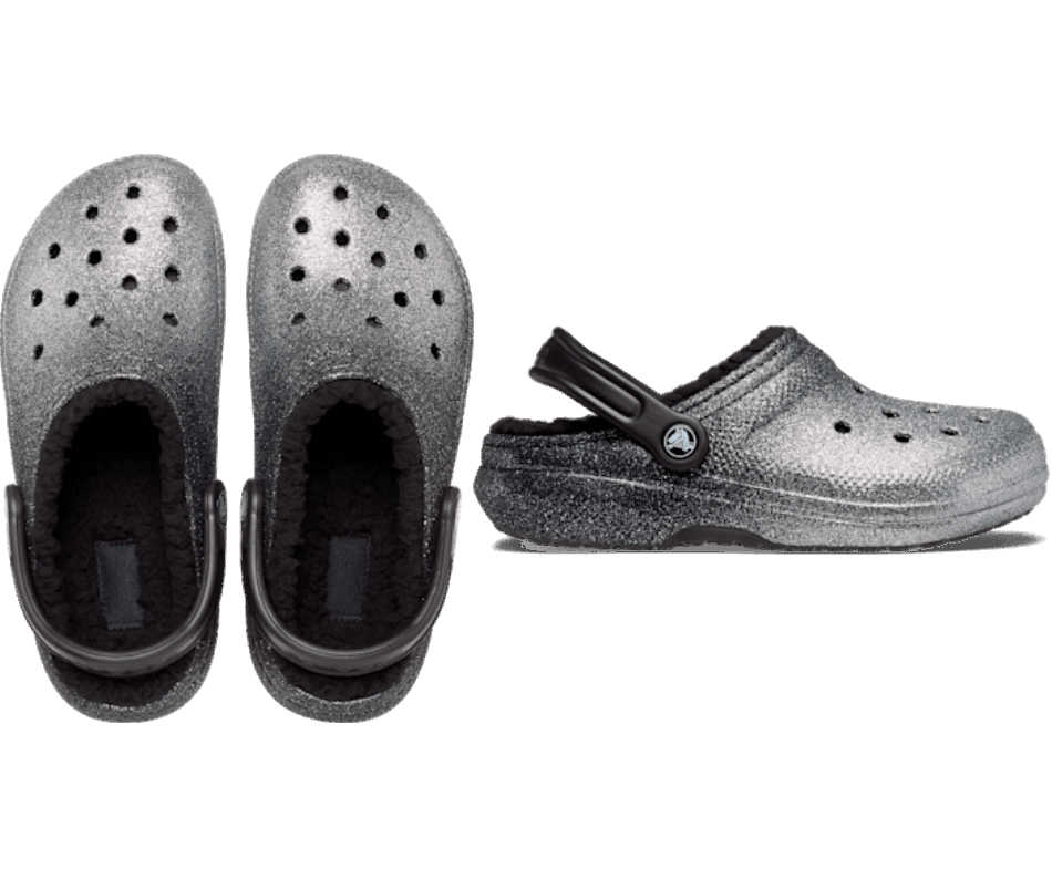 Zoccoli Crocs Classic Foderati In Glitter Nero-argento