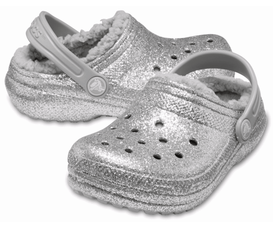 Crocs Kids'classico Zoccolo Foderato In Glitter Argento