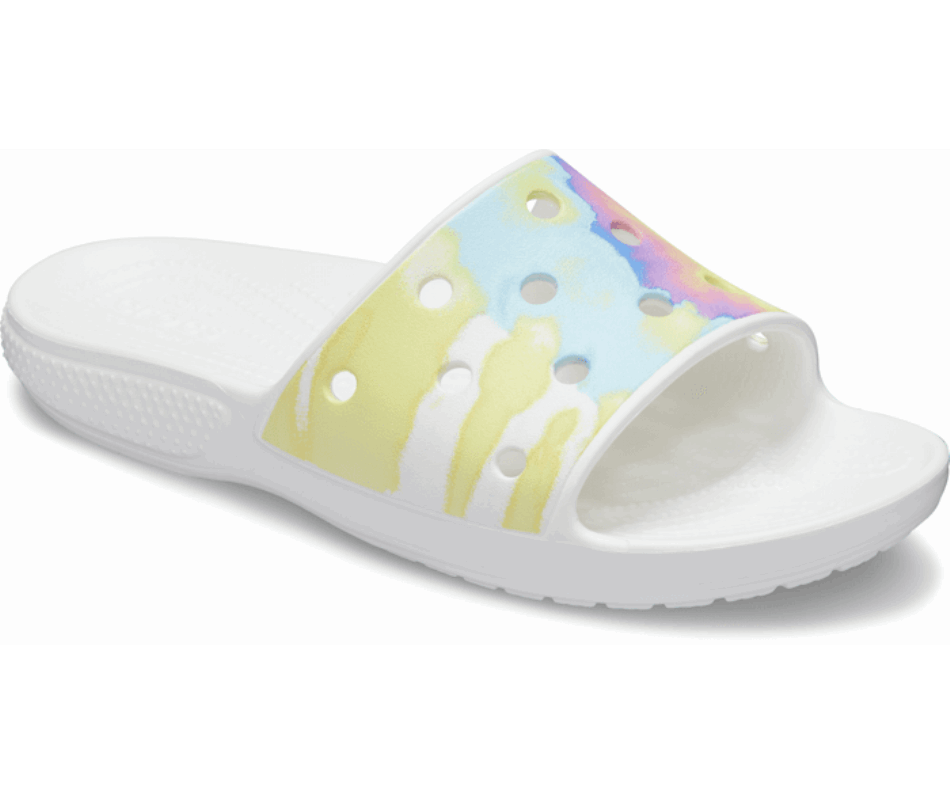 Crocs Classica Diapositiva Grafica Tie-dye Bianco-multi