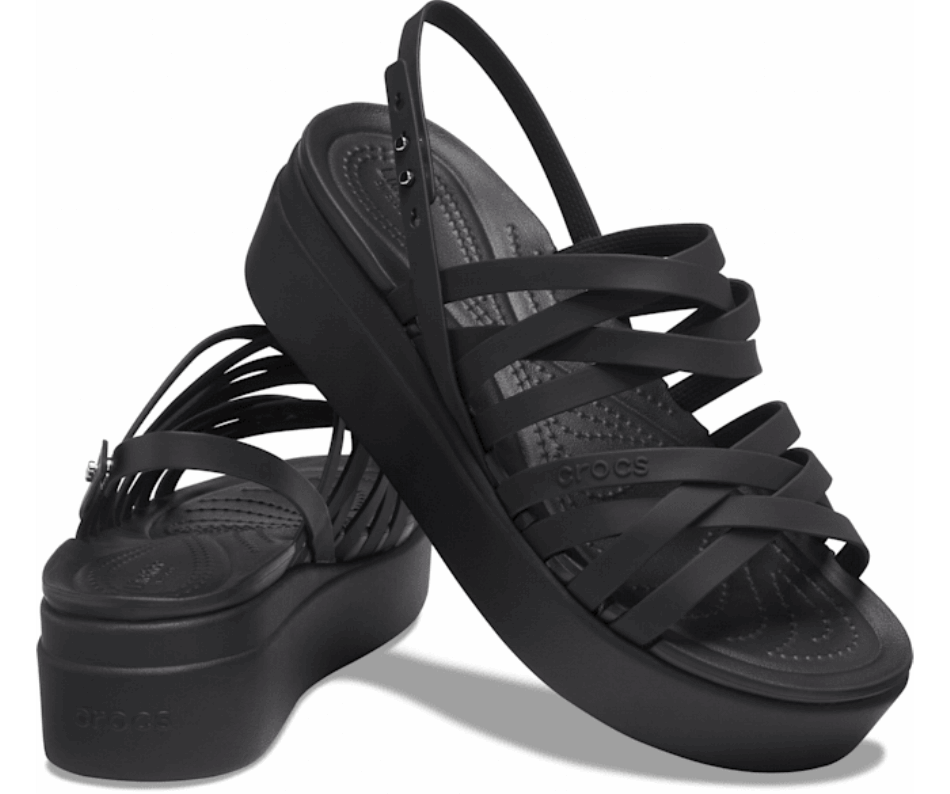 Crocs Donna Brooklyn Strappy Zeppa Bassa Nera