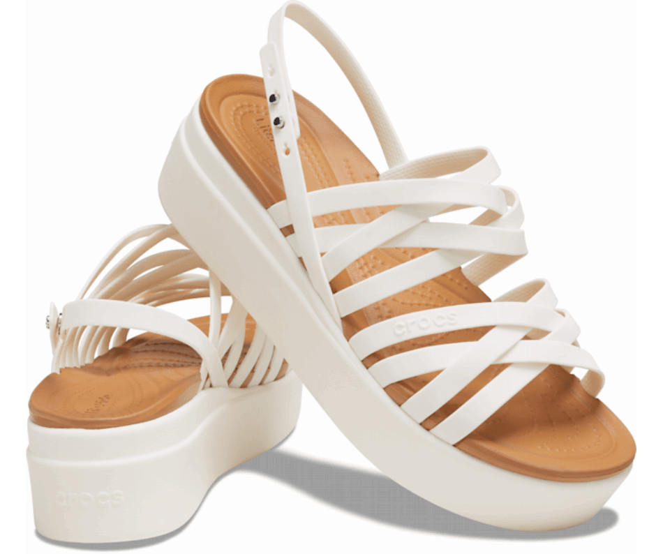 Crocs Donna Brooklyn Strappy Low Wedge Oyster