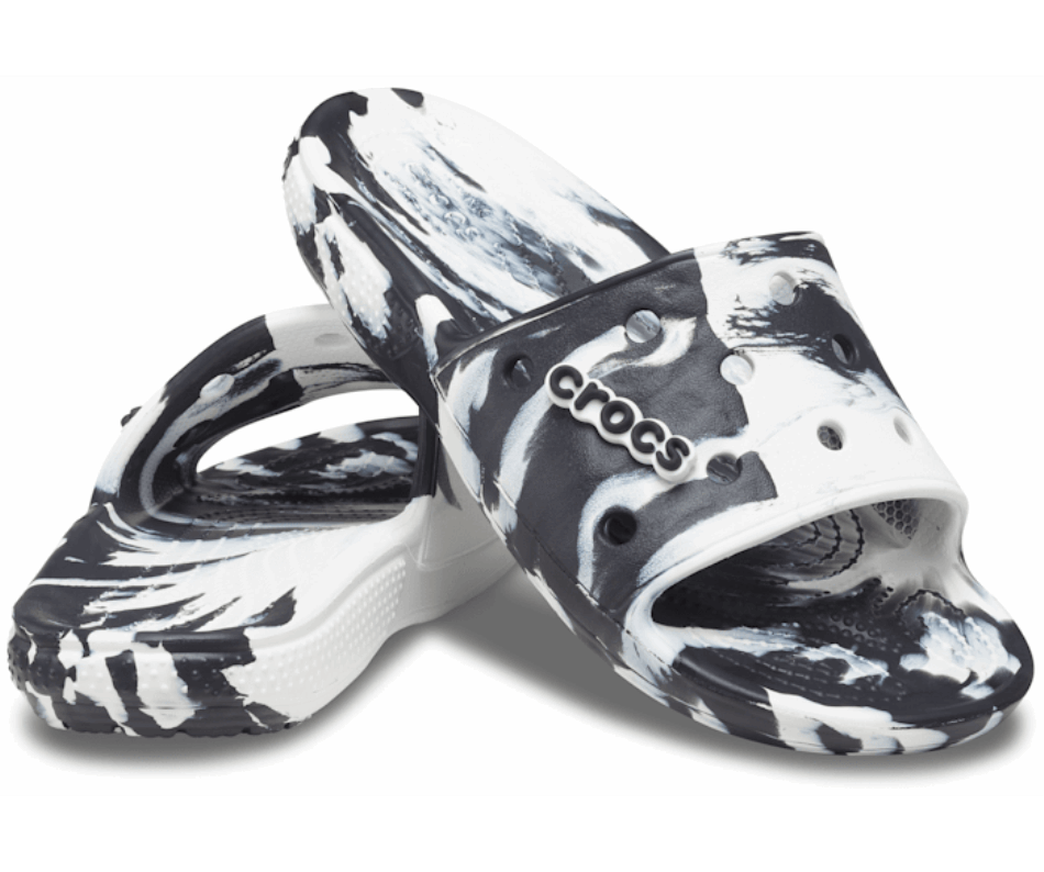 Crocs Classico Scivolo Marmorizzato Bianco-nero