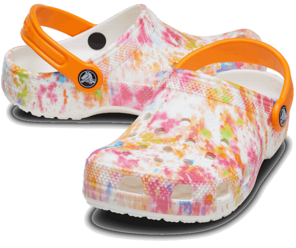 Zoccolo Classico Con Grafica Effetto Tie-dye Di Crocs Kids Arancione Zing-multi