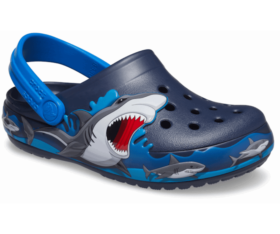 Crocs Kids' Fun Lab Shark Lights Clog Navy