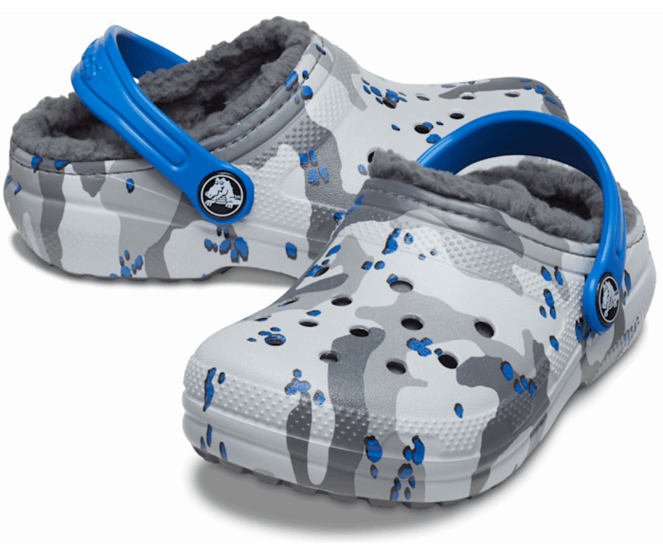 Zoccoli Mimetici Foderati Classici Per Bambini Di Crocs Grigio Chiaro-mimetico