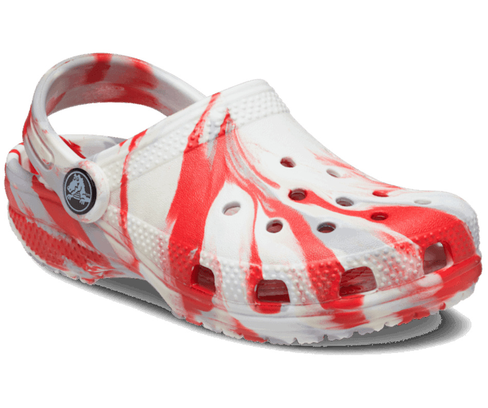 Crocs Kids Classico Zoccolo Marmorizzato Bianco-fiamma