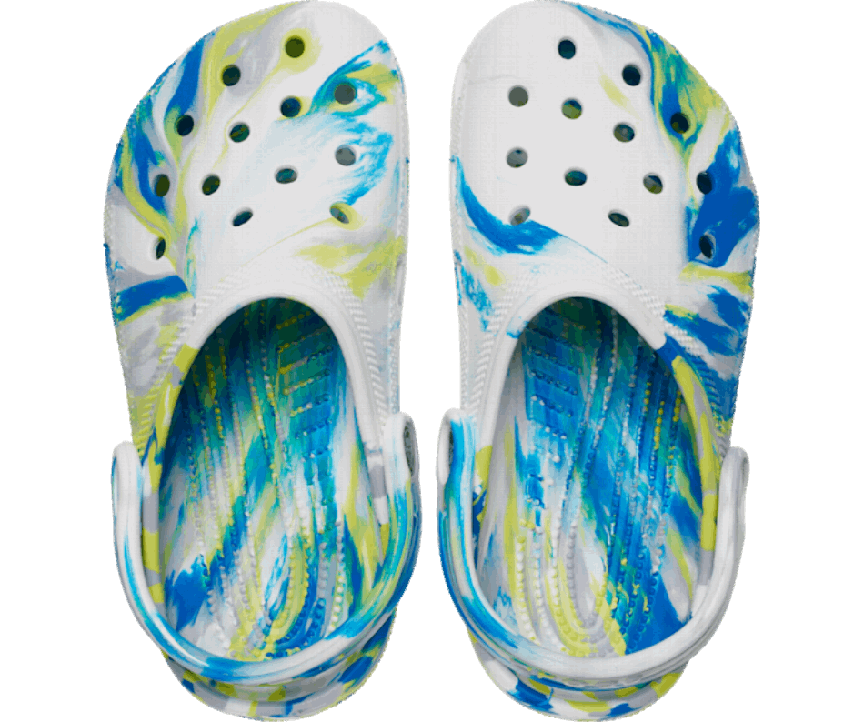 Crocs Kids Classico Zoccolo Marmorizzato Bianco-cobalto Brillante