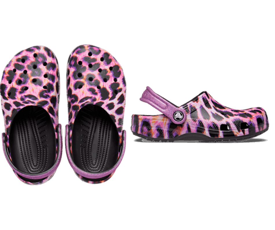 Crocs Kids'classico Zoccolo Con Stampa Animalier Papaya-leopardo