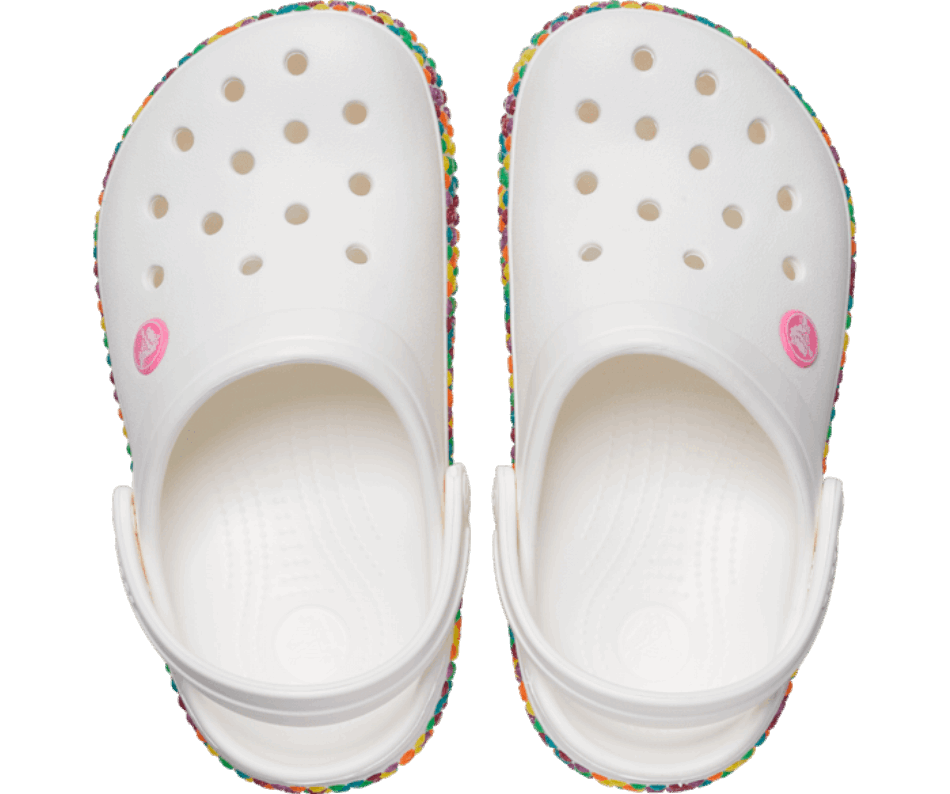 Zoccolo Crocs Kids Con Fascia Con Gemme Di Coccodrillo Bianco