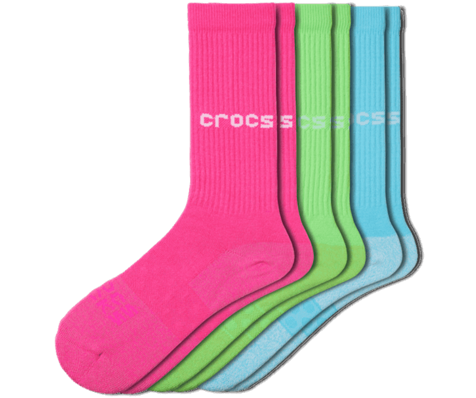 Calzini Crocs Adulto Crew Solid Confezione Da 3 Blu Elettrico-rosa Neon