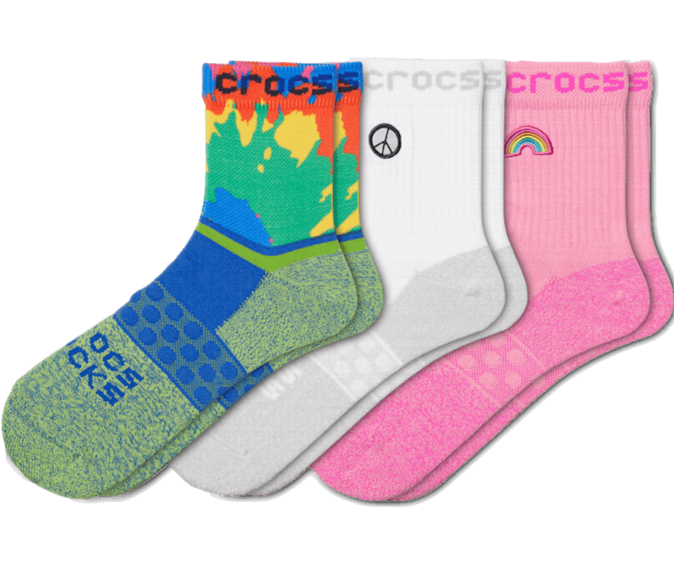 Calzini Crocs Per Adulti Quarter Graphic Confezione Da 3 Tie Dye Rosa Elettrico