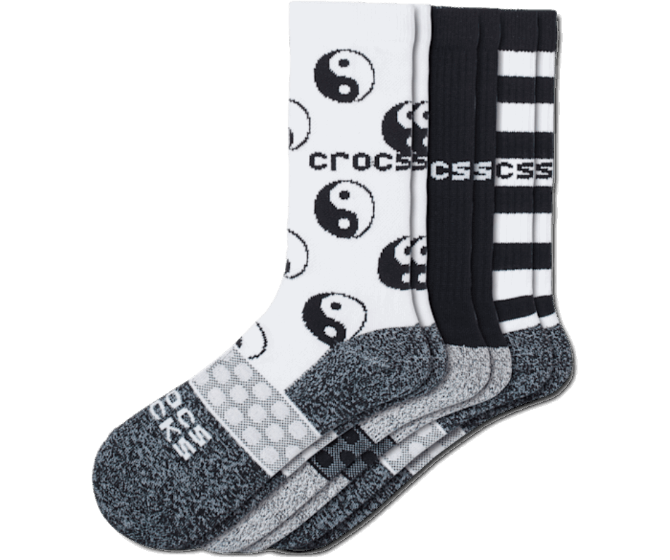 Calzini Crocs Adulto Crew Easy Icon Confezione Da 3 Nero-bianco