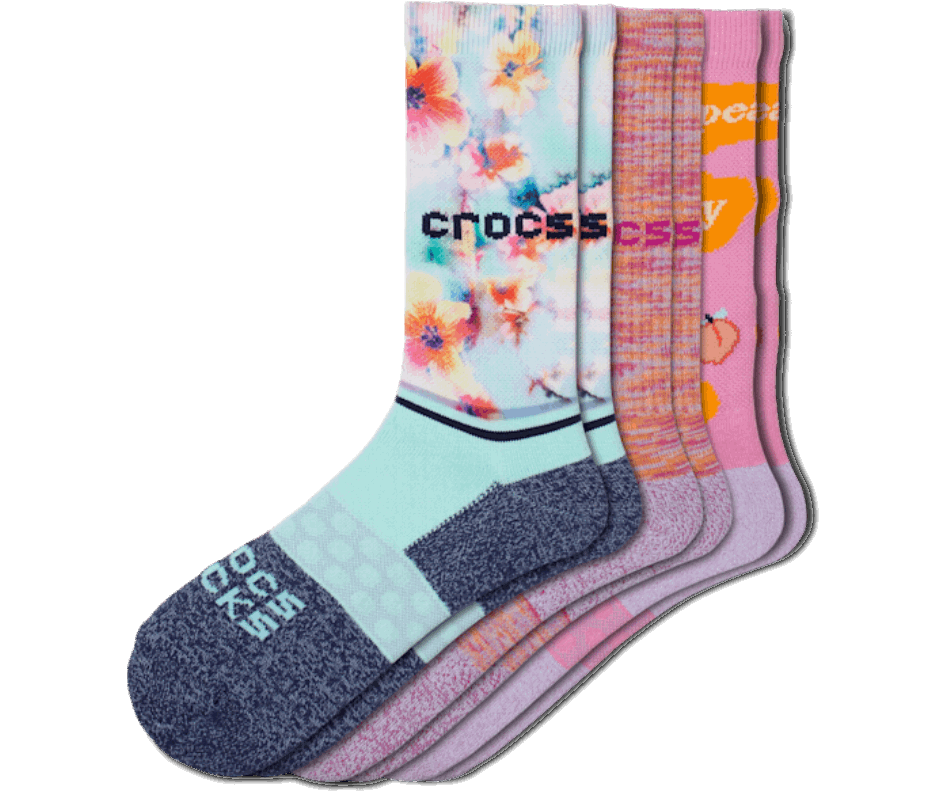 Calzini Crocs Per Adulti Crew Season Dreamer Confezione Da 3 Rosa-fluorescente