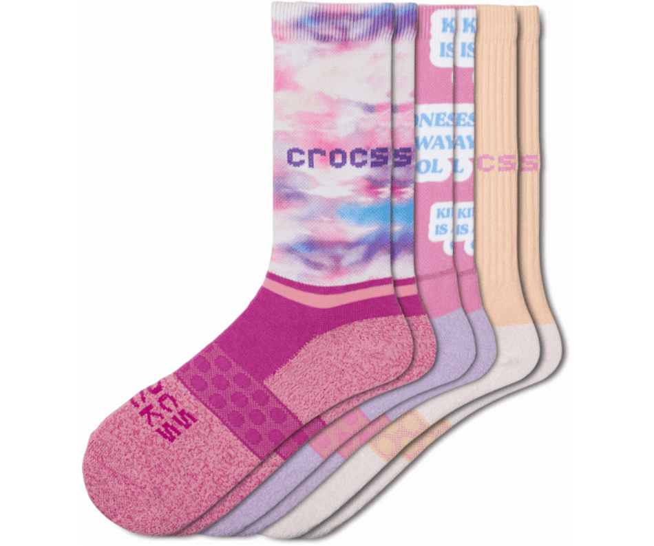 Calzini Crocs Per Adulti Crew Stagionale Day Dreamer Confezione Da 3 A Malapena Rosa-multi