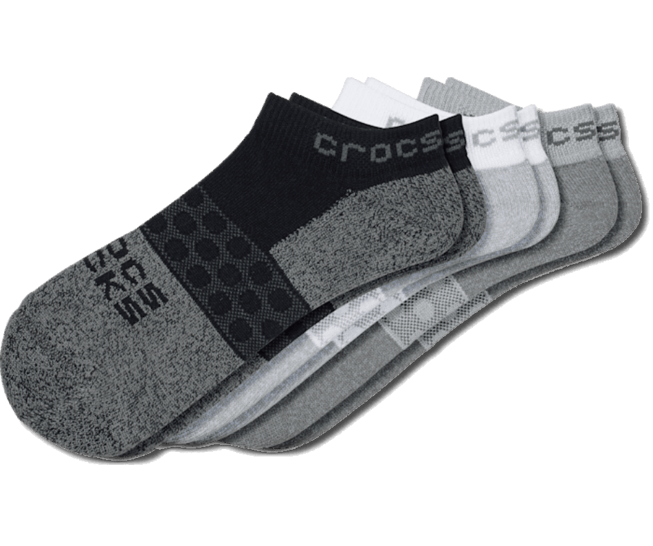 Calzini Crocs Adulto Basso Solido Core Confezione Da 3 Nero-grigio