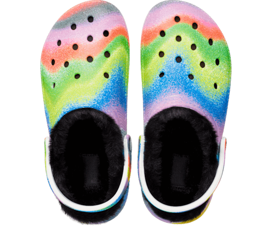 Crocs Classic Zoccoli Foderati In Pelliccia Spray Colorante Bianco-multi